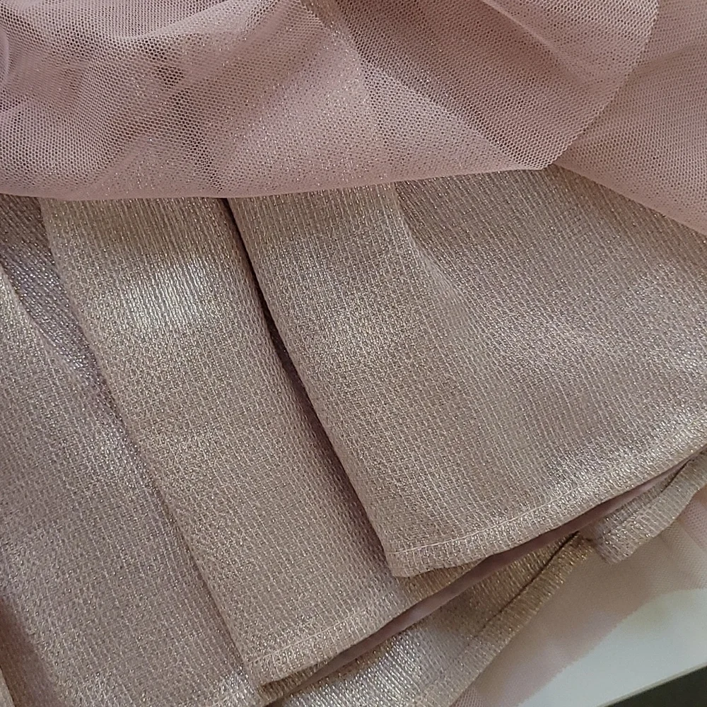 NWT Drop Waist Metallic Tulle Bow Dress Pink 2-3y